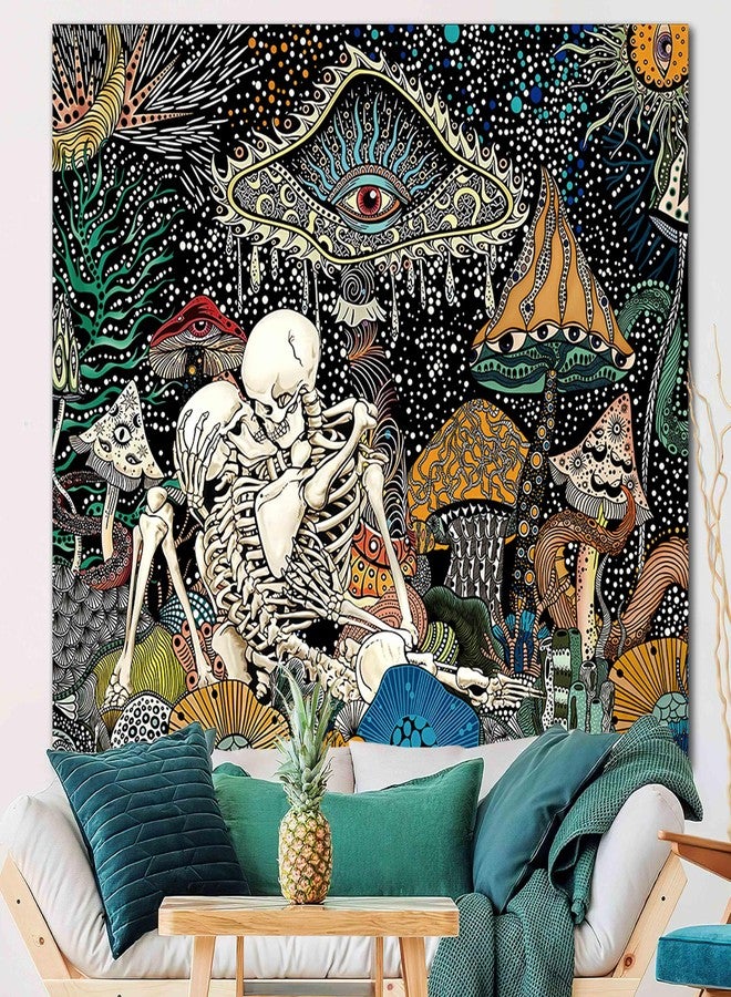 OIOVOIO Mushroom Tapestry The Lovers Tapestries Hippie Tapestry for Bedroom Skeleton Tapestries Gothic Wall Hanging for Bedroom Dorm Living Room Aesthetic Deco(59"x51", Lovers) - Image 2